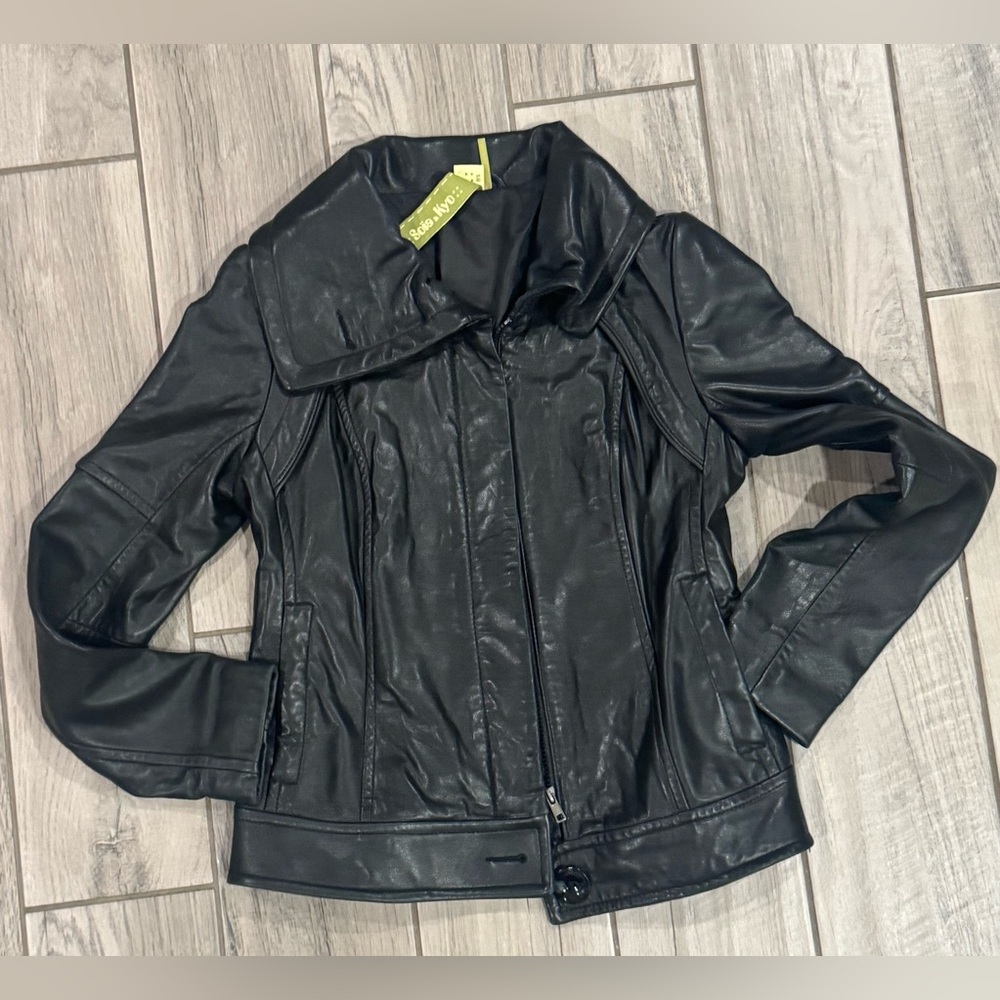 Soia & Kyo Black Leather Jacket | Petite Small - Picture 2 of 6